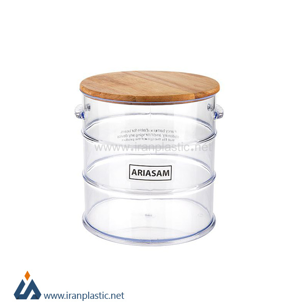 بانکه قهوه 5 لیتری شفاف طرح بشکه در چوبی آریسام پلاستیک