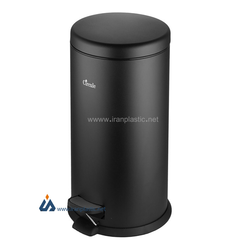 سطل زباله 30 لیتری تمام استیل مشکی سرکوله
