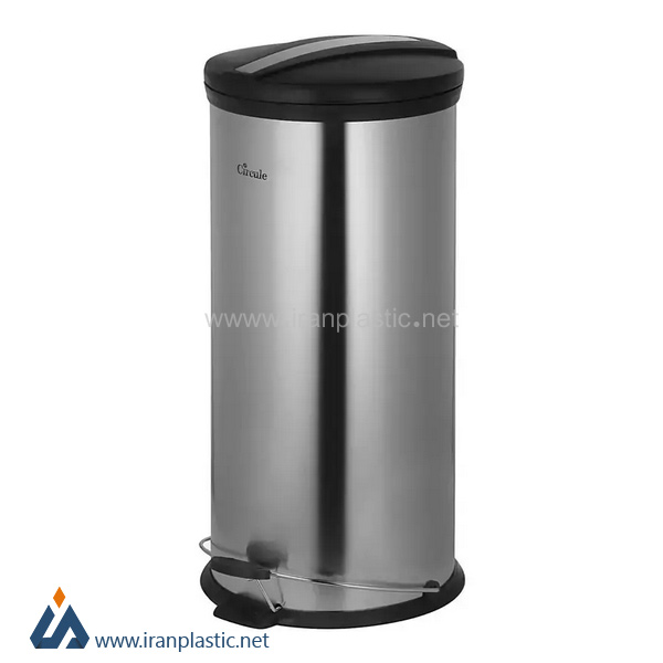 سطل زباله پدالی استیل سرکوله 30 لیتری (درب مشکی )