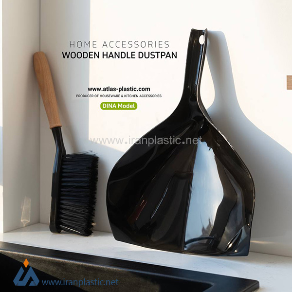 جارو و خاک انداز دسته چوبی دینا اطلس پلاستیک