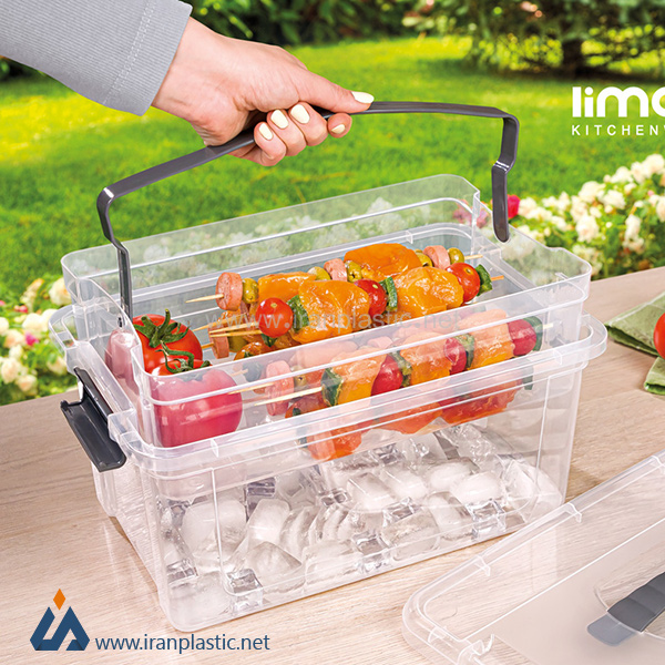 باکس مستطیل با مخزن یخ لیمون پلاستیک 2418