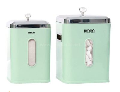 ظرف قند و شکر چهارگوش لیمون پلاستیک