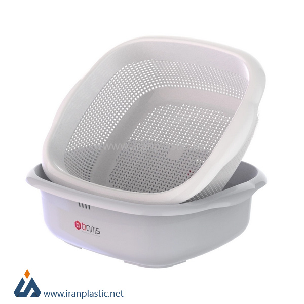 ست آبکش و لگن چهارگوش بانیس پلاستیک