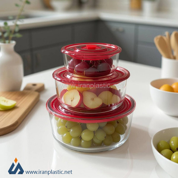 ظرف فریزری شیشه‌ای سه سایز دلژین هوم کت پلاستیک