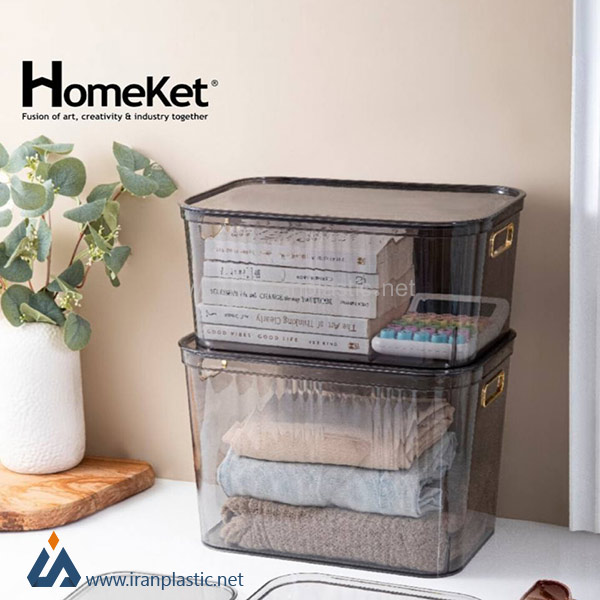 باکس همه کاره شفاف دسته طلایی هوم کت پلاستیک