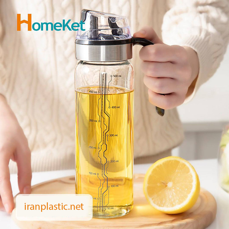 ظرف شیشه ای جا روغنی دسته دار شفاف هوم کت 3938