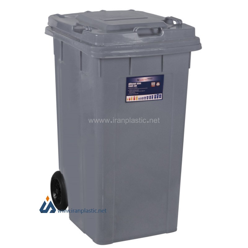 سطل زباله 240 لیتری چرخ دار ماهینی پلاستیک