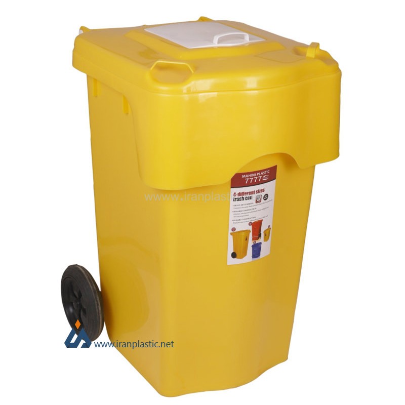 سطل زباله 130 لیتری دو درب ماهینی پلاستیک