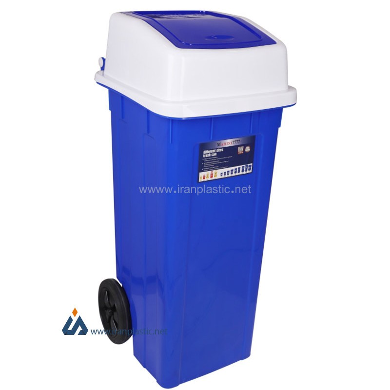سطل زباله چرخ دار 120 لیتری بادبزنی ماهینی پلاستیک
