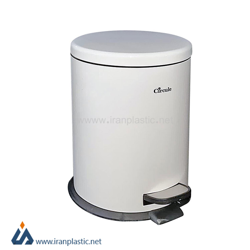 سطل استیل سفید 15 لیتری سرکوله با درب آرام‌بند