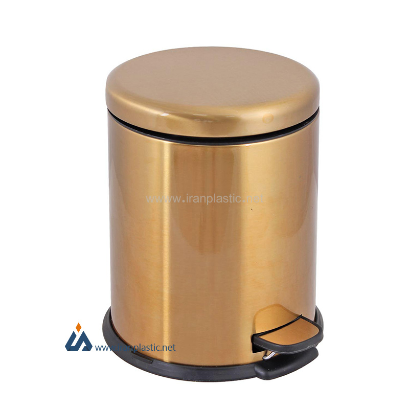 سطل استیل 15 لیتری سرکوله درب آرام‌بند رنگ طلایی
