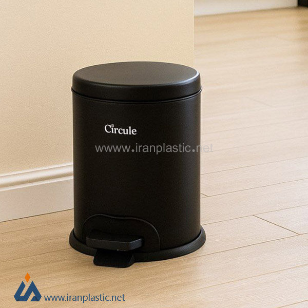 سطل زباله تمام استیل ۲۰ لیتری مشکی سرکوله
