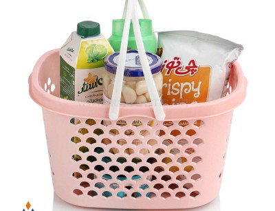 سبد خرید دسته پلاستیکی گلرخ سایز دو پلاستیک ایده آل