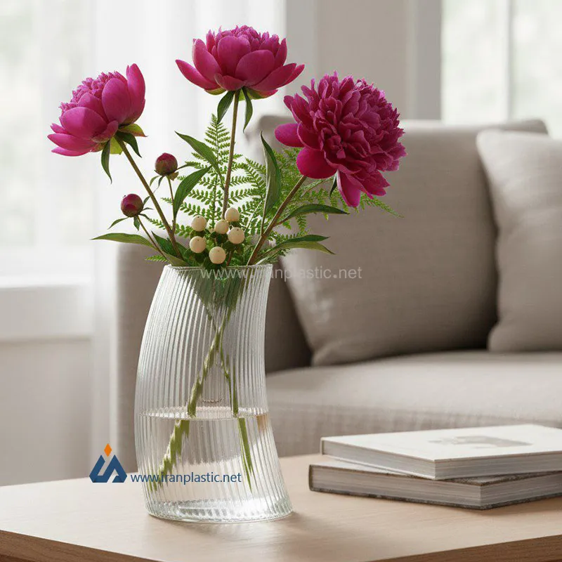 گلدان شیشه‌ای خطی مرجان 5820