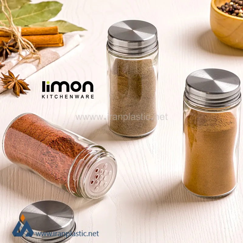 جا ادویه شیشه‌ای 100 میلی‌لیتر درب فلزی لیمون 2385