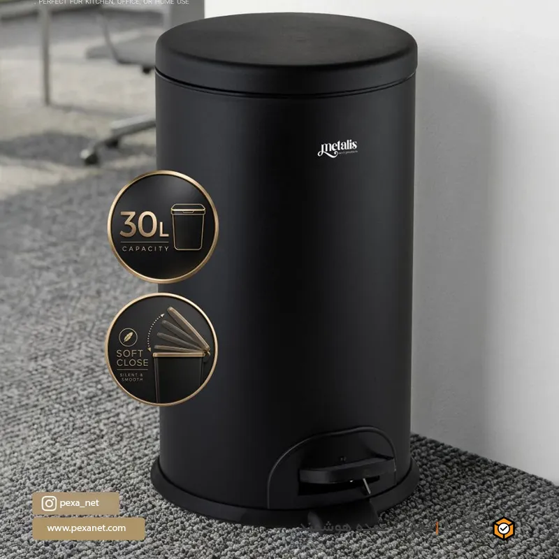 سطل 30 لیتری تمام استیل مشکی متالیس