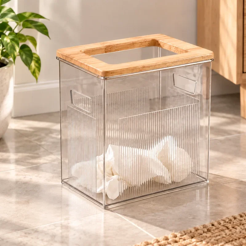 سطل کاغذ رویه چوبی لیمون کد 2501