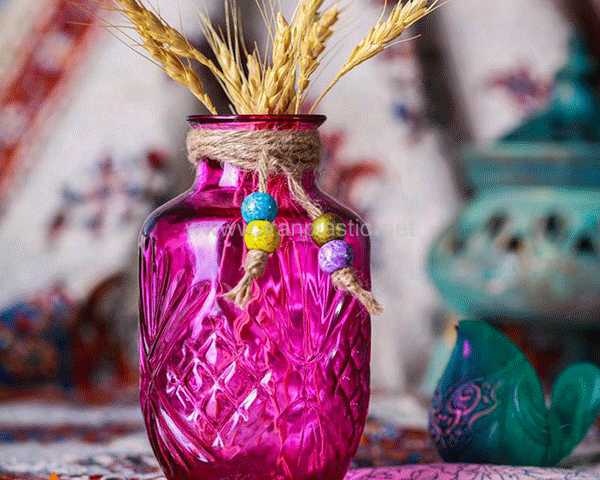 گلدان شیشه ای رنگی بلور mvh