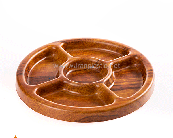 ظروف طرح چوب اردوخوری گرد ۵ خانه فرشکیپس