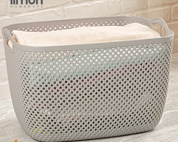 سبد رخت مستطیل طرح بافت لیمون پلاستیک 2137