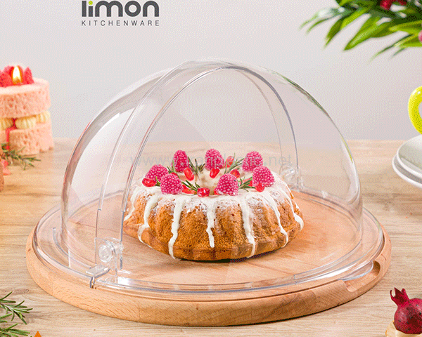 ظرف کیک کف چوبی لیمون پلاستیک 2179