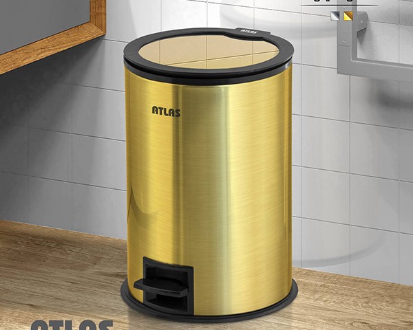 سطل زباله پدال دار استیل گرد 5 لیتری هاینس اطلس