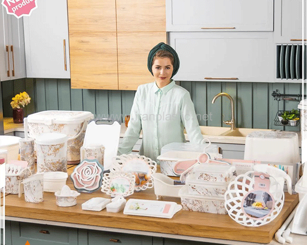 سرویس جهیزیه عروس پلاسکو 58 پارچه گارنت رزگلد پلاست 8050