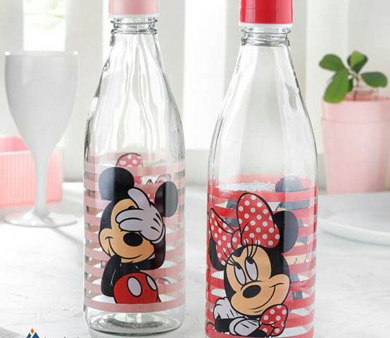 بطری آب شیشه ای طرح میکی موس بلور پیشتازان 3222