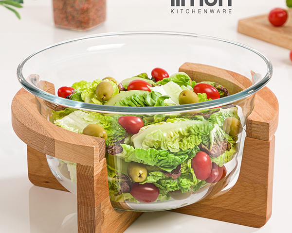 کاسه سرو پایه چوبی 3 لیتر لیمون پلاستیک 2166