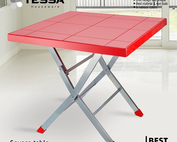 میز نهارخوری پایه فلزی تاشو مربع تسا پلاستیک 231