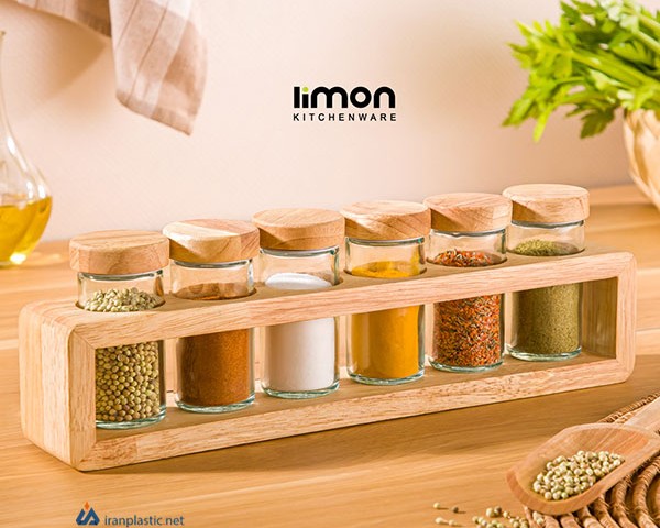 ست ادویه 6 عددی چوبی لیمون کد 2306