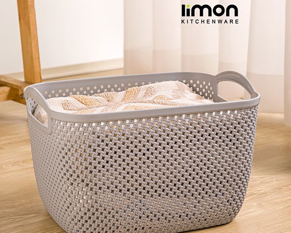 سبد رخت مستطیل متوسط طرح بافت لیمون 2277