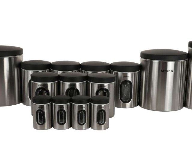 سرویس آشپزخانه 16 پارچه استیل درب مشکی آرتیستون