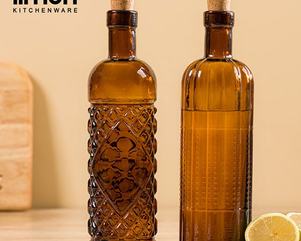 بطری آبلیمو خوری درب چوب پنبه ای قهوه ای لیمون