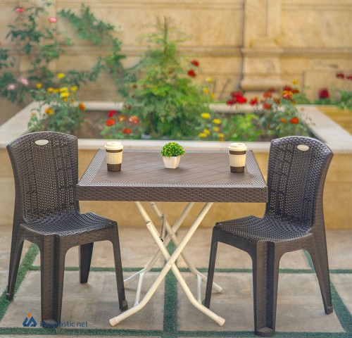 میز حصیری چهارنفره پایه فلزی هایکا هوم کت