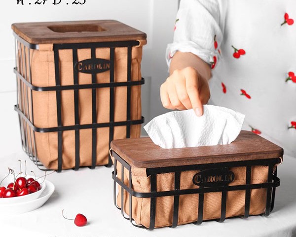 سطل و جا دستمال فلزی روشا کرولین