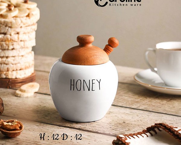 ظرف عسل خمره ای سرامیکی کارولین
