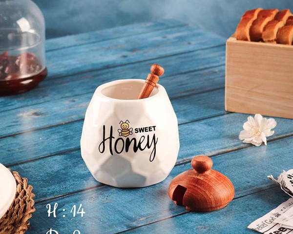 ظرف عسل سرامیکی کندو کارولین