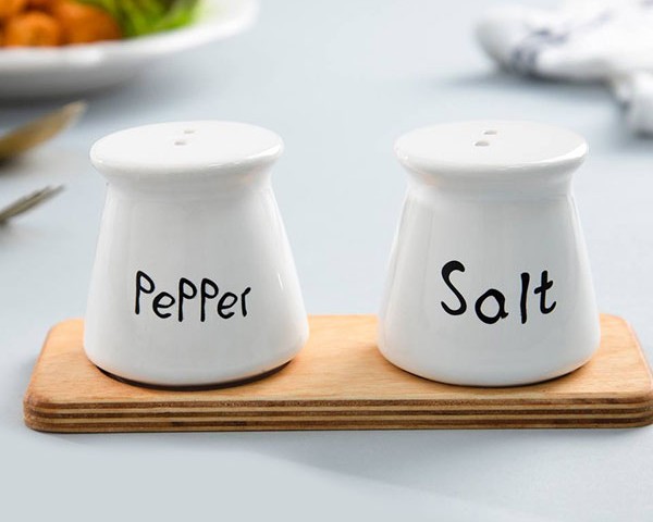 نمک پاش جفتی ستیا سرامیکی پایه چوبی کارولین