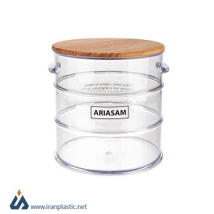 بانکه قهوه 10 لیتری شفاف طرح بشکه در چوبی آریسام پلاستیک