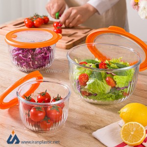 ست کاسه گرد شیشه ای دربدار شیاردار لیمون کد 2222