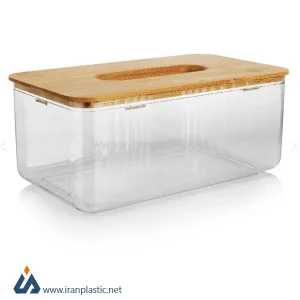 جای دستمال کاغذی درب چوبی لاویا هوم کت پلاستیک 4118