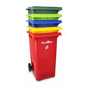 سطل زباله 240 لیتری چرخ دار و پدال دار گودبین پلاستیک
