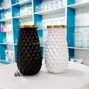 فروش عمده گلدان سفید مشکی طرح لوزی پیشگامان بلور