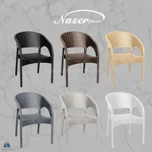صندلی حصیر بافت پایه فلزی ناصر پلاستیک مدل 992