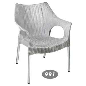 صندلی پایه فلزی دسته دار حصیر بافت کد 991