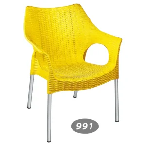 صندلی پایه فلزی دسته دار حصیر بافت کد 991