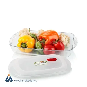 تابه شیشه ای مستطیل شاینا سایز یک زیباسازان کد 15013