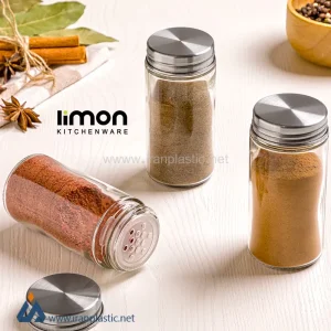 جا ادویه شیشه‌ای 100 میلی‌لیتر درب فلزی لیمون 2385