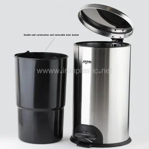 سطل زباله استیل 25 لیتری درب آرام بند متالیس.webp